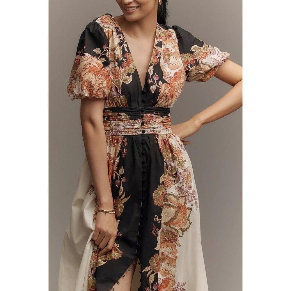 Anthropologie The heynasreen Katerina Button-Front Dress 1X NEW - Picture 3 of 9